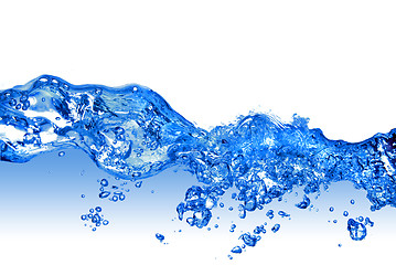 Image showing water splash with bubbles isolated on white