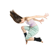 Image showing jumping young dancer isolated on white background