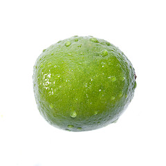Image showing green lime with water drops isolated on white