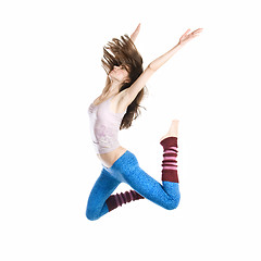 Image showing jumping young dancer isolated on white background