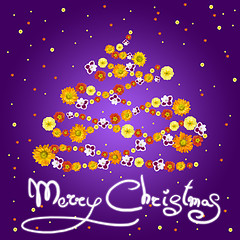 Image showing Christmas greeting card with flowers