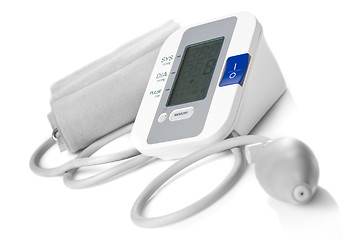 Image showing Automatic digital blood pressure monitor isolated on white