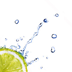 Image showing fresh water drops on lime isolated on white