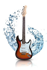 Image showing electric guitar with water splash isolated on white