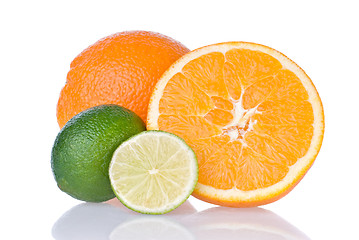 Image showing orange and lime isolated on white