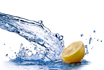 Image showing fresh water drops on lemon isolated on white