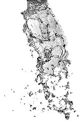 Image showing water splash with bubbles isolated on white