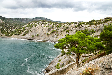 Image showing landscape with mountains and sea