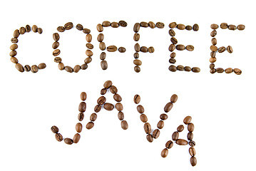 Image showing coffee and java words from coffee isolated on white