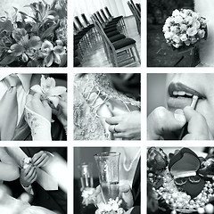 Image showing black and white wedding photos