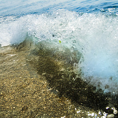 Image showing sand stones and water wave