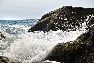 Image showing landscape with rocks and sea