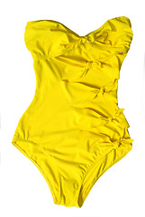 Image showing yellow woman swimming suit isolated on white