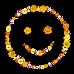 Image showing decorative smile symbol from color flowers