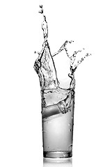 Image showing water splash in glass isolated on white