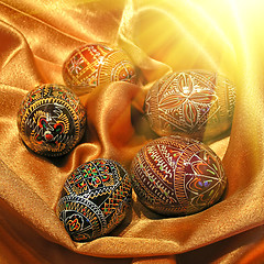 Image showing easter eggs on satin