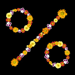 Image showing decorative percentage symbol from color flowers