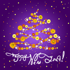 Image showing New Year greeting card with flowers