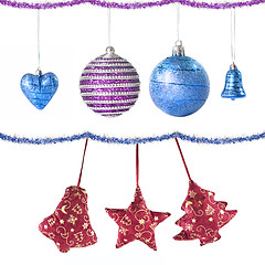 Image showing Christmas balls and decoration isolated on white