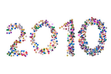 Image showing 2010 digits from color stars isolated on white