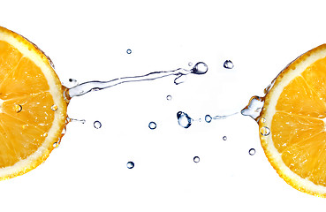 Image showing fresh water drops on orange isolated on white