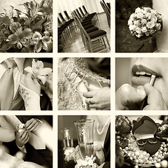 Image showing wedding photos in sepia