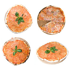 Image showing set from 4 full size photos of classic italian pizza