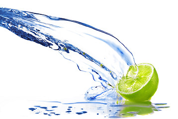 Image showing fresh water drops on lime isolated on white