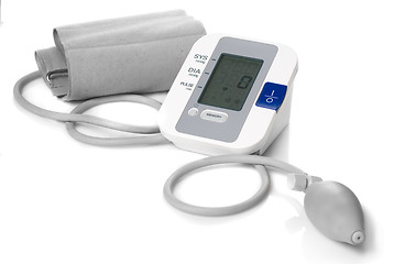 Image showing Automatic digital blood pressure monitor isolated on white