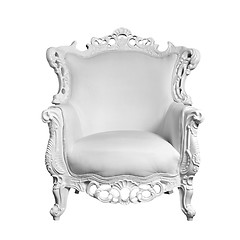 Image showing antique white leather chair isolated on white