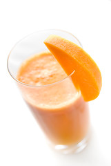 Image showing fresh smoothie from carrot isolated on white