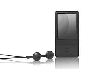 Image showing mp3 player with headphones isolated