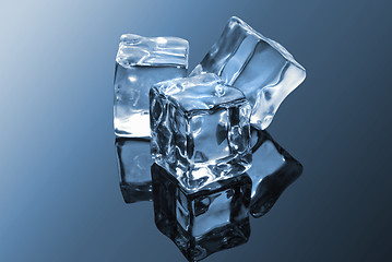 Image showing ice cubes on blue