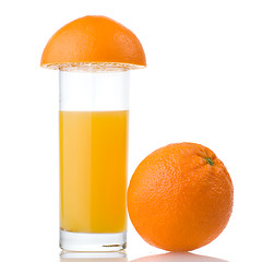Image showing orange juice and orange isolated on white
