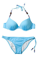 Image showing blue woman swimming suit isolated on white