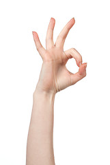 Image showing Hand OK sign isolated on white