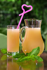 Image showing cold drink in glass with mint