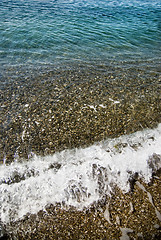 Image showing sand stones and water wave