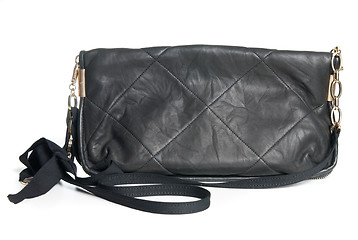 Image showing black leather clutch isolated on white