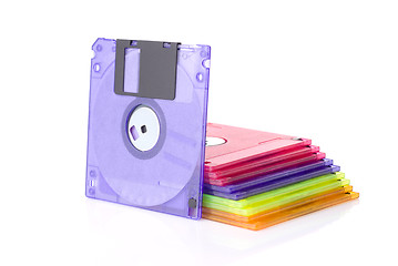 Image showing Color floppy disks isolated on white