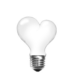 Image showing Light bulb in shape of heart isolated on white