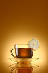 Image showing cup of tea with lemon