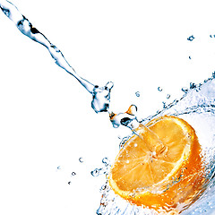 Image showing fresh water drops on orange isolated on white