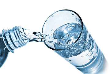 Image showing water pouring into glass isolated on white