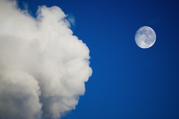 Image showing moon and clouds on the blue sky