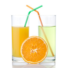 Image showing lime and orange juice with orange isolated on white