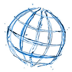 Image showing abstract globe from water splashes isolated on white