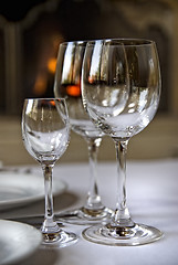 Image showing Glass goblets on the table