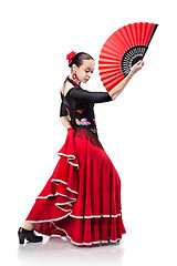 Image showing young woman dancing flamenco isolated on white