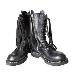 Image showing black leather boots isolated on white